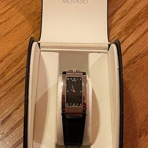 Movado Elliptica Black Dial Ladies Quartz Watch